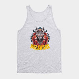 Delaware Gray Fox Surrounded By Peach Blossom Tank Top